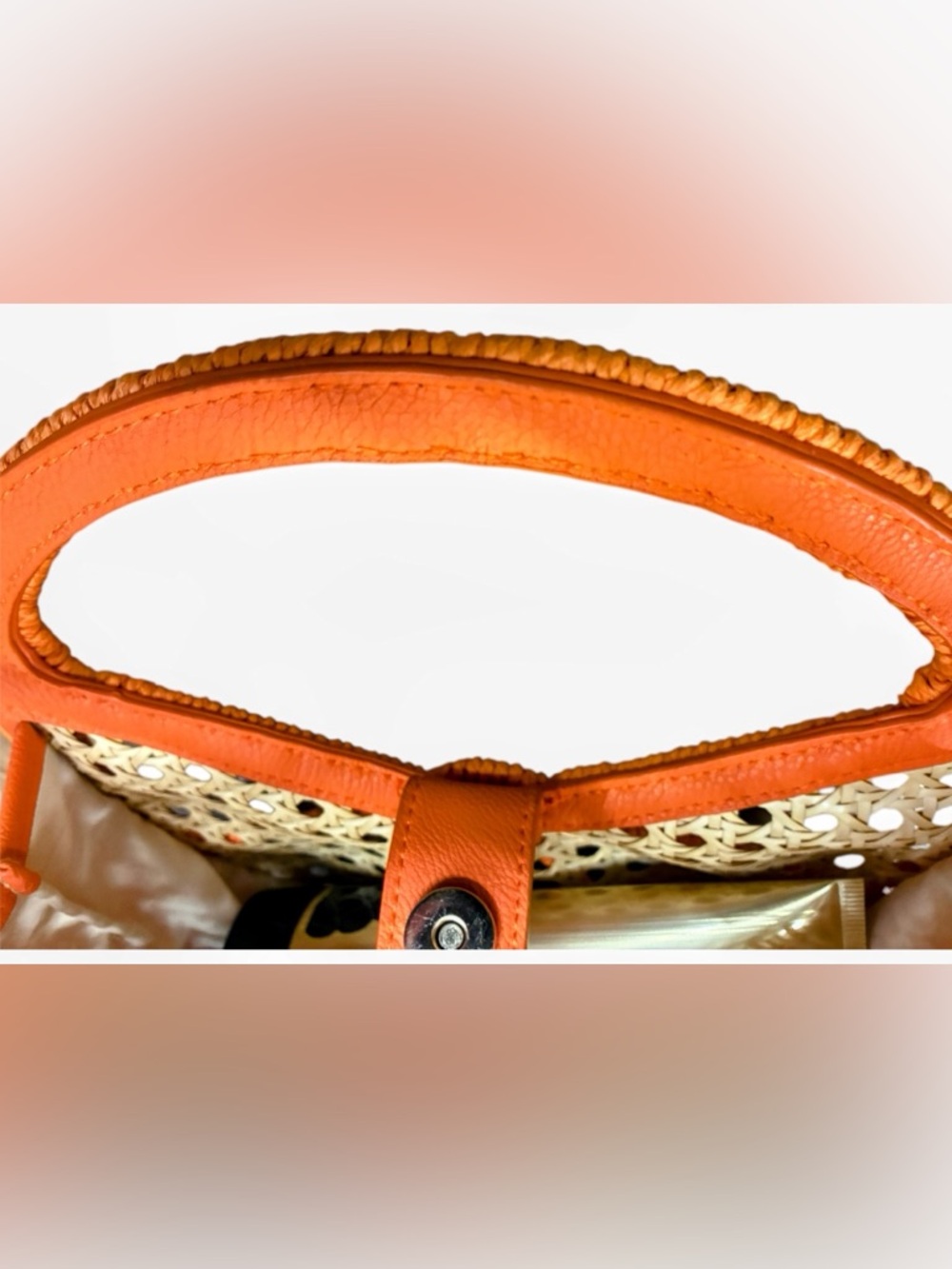 Vintage Orange Citrus Slice Wicker Rattan Circular Novelty Bag - Picture 7 of 15